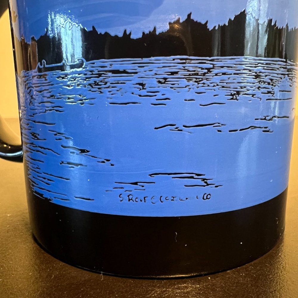 Minnesota Souvenir Ceramic Coffee Cup Mug Scenic Lake Ducks Black Blue - Picture 4 of 7